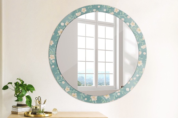 Round wall mirror decor Floral pattern