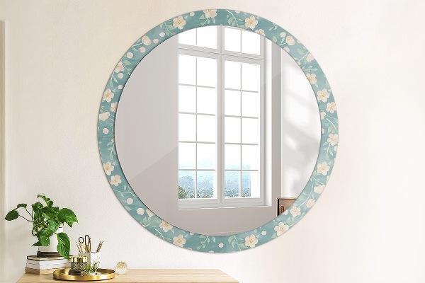 Round wall mirror decor Floral pattern