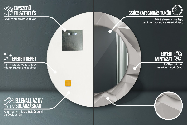 Round wall mirror decor Abstract white crystal