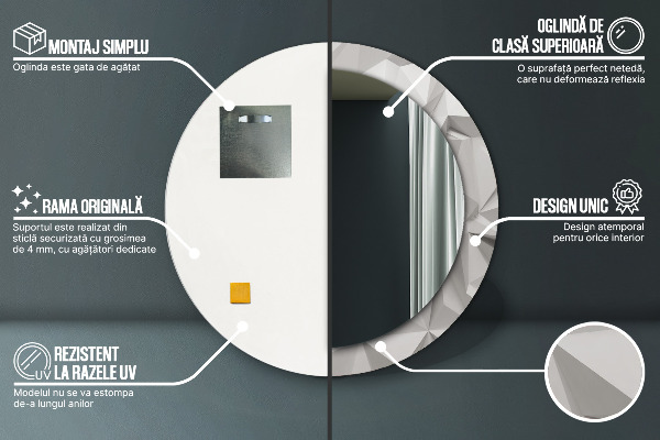 Round wall mirror decor Abstract white crystal