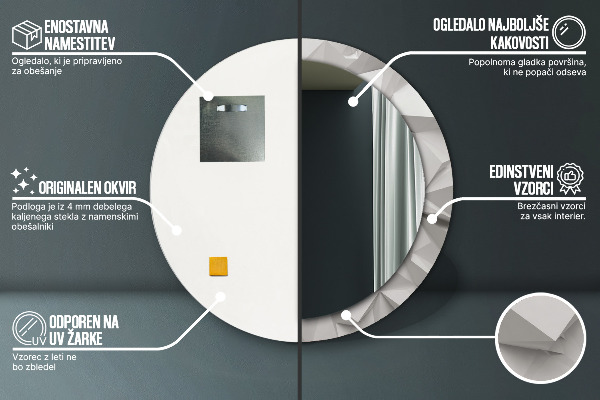 Round wall mirror decor Abstract white crystal