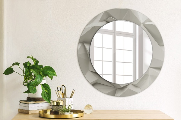 Round wall mirror decor Abstract white crystal