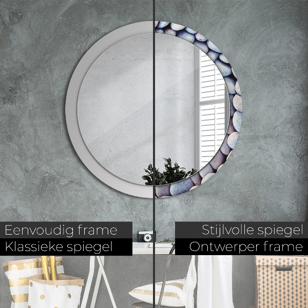 Round wall mirror decor Sea stones wheel