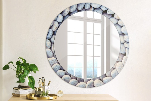 Round wall mirror decor Sea stones wheel