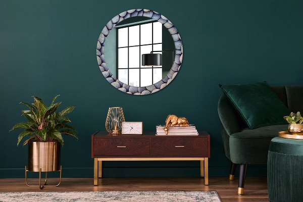 Round wall mirror decor Sea stones wheel