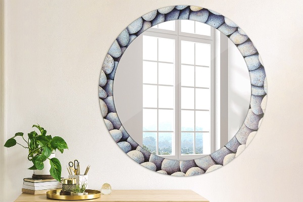 Round wall mirror decor Sea stones wheel