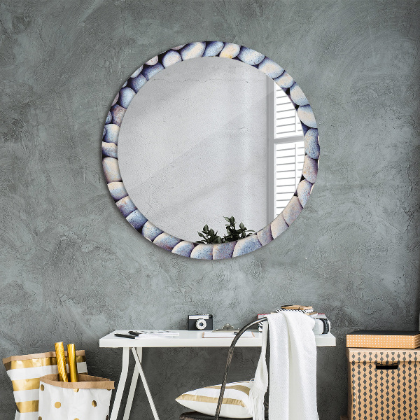 Round wall mirror decor Sea stones wheel