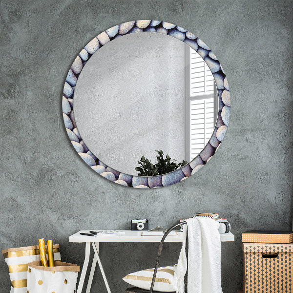 Round wall mirror decor Sea stones wheel