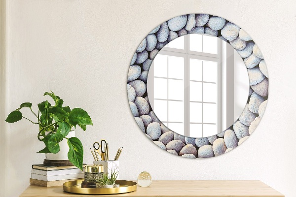 Round wall mirror decor Sea stones wheel
