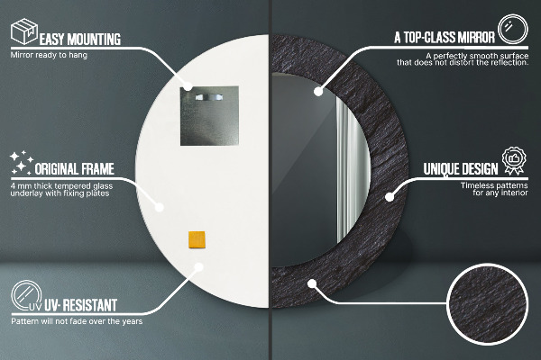 Round wall mirror decor Black stone