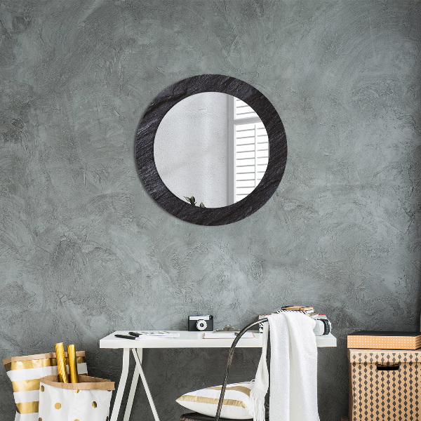 Round wall mirror decor Black stone