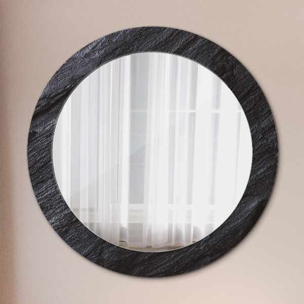 Round wall mirror decor Black stone