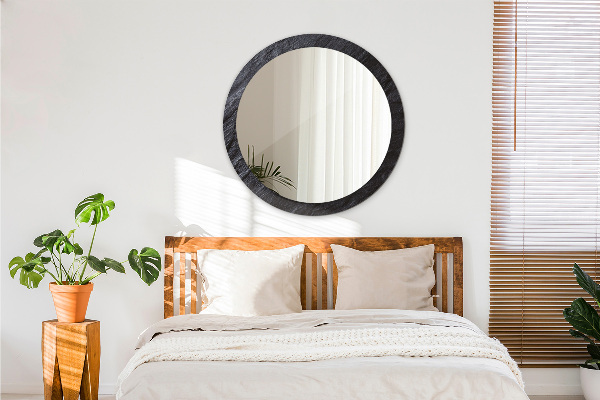 Round wall mirror decor Black stone