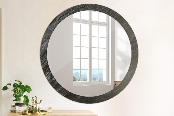 Round wall mirror decor Black stone