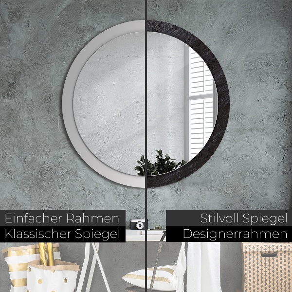 Round wall mirror decor Black stone