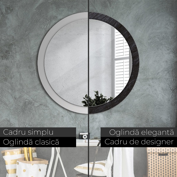 Round wall mirror decor Black stone