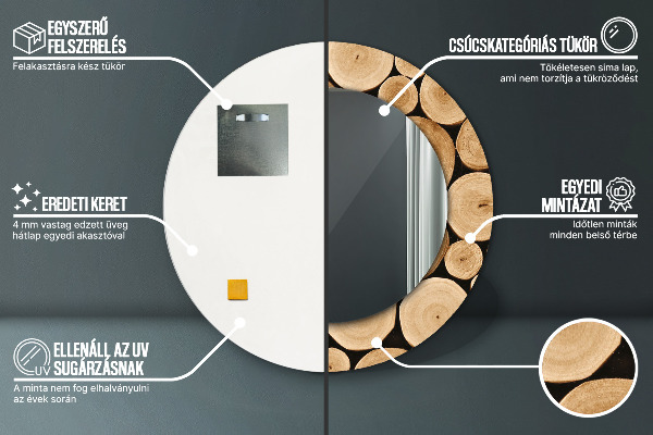 Round decorative mirror Wood logs