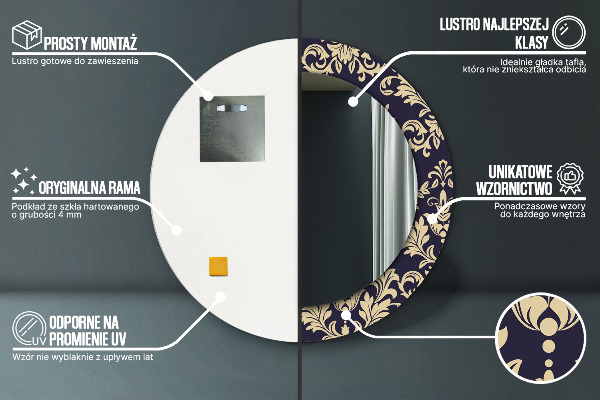 Round wall mirror decor Floral pattern