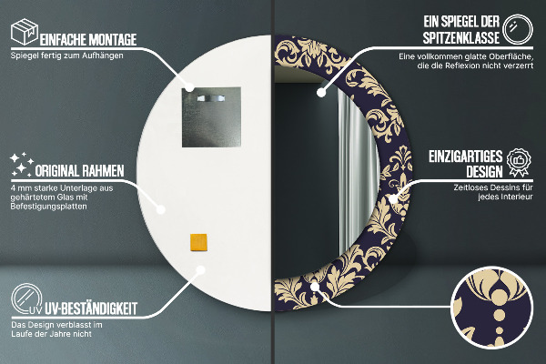 Round wall mirror decor Floral pattern