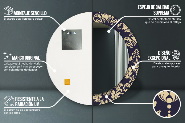 Round wall mirror decor Floral pattern