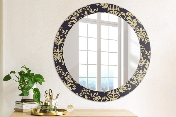 Round wall mirror decor Floral pattern
