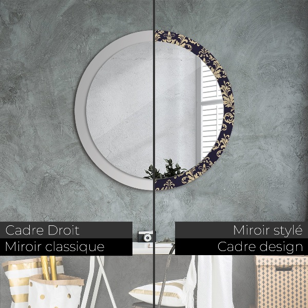 Round wall mirror decor Floral pattern
