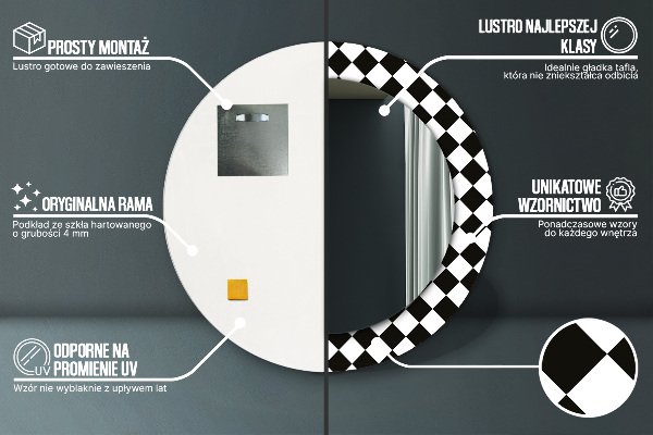 Round wall mirror decor Desk chess