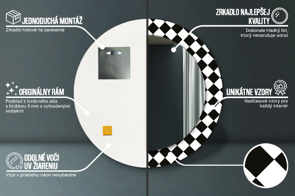 Round wall mirror decor Desk chess