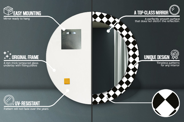 Round wall mirror decor Desk chess