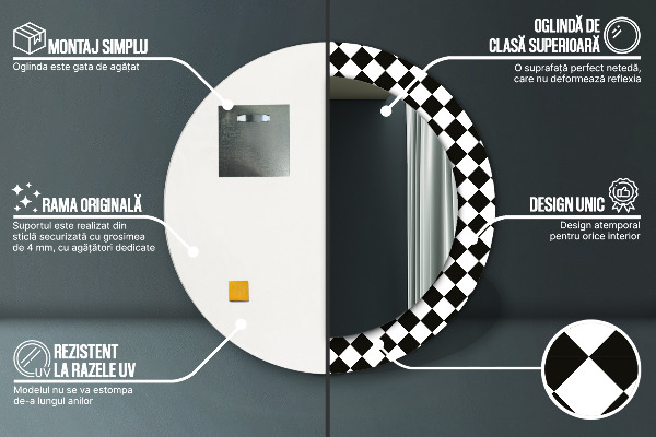 Round wall mirror decor Desk chess