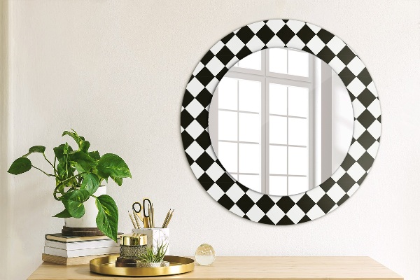 Round wall mirror decor Desk chess
