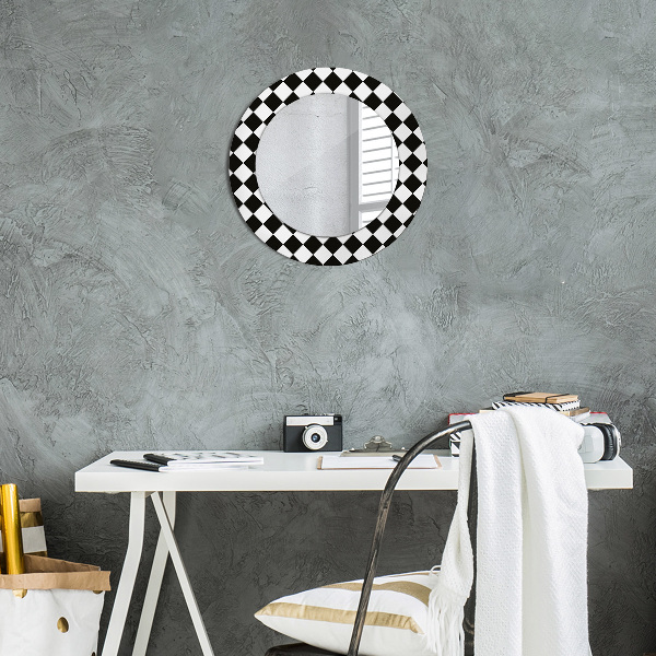 Round wall mirror decor Desk chess