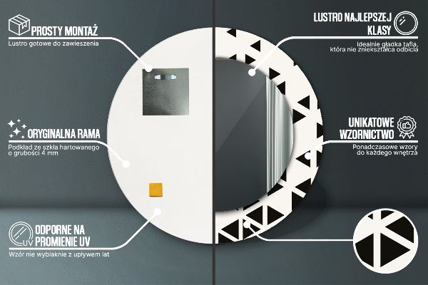 Round printed mirror Abstract geometric