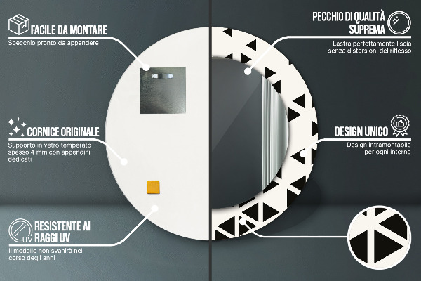 Round printed mirror Abstract geometric