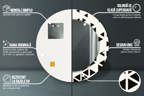 Round printed mirror Abstract geometric