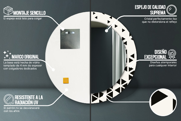 Round printed mirror Abstract geometric