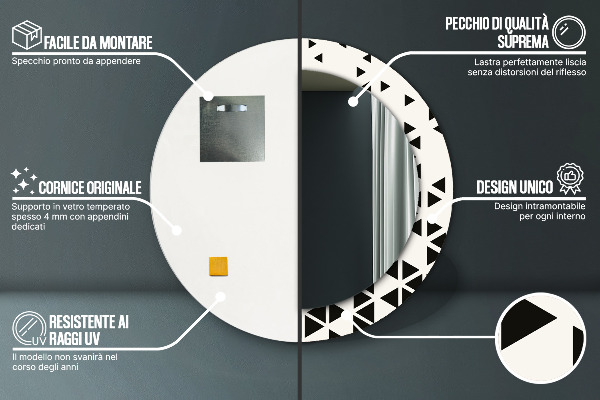 Round printed mirror Abstract geometric