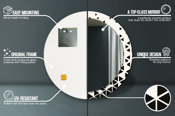 Round printed mirror Abstract geometric