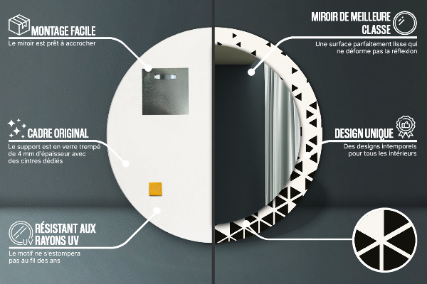 Round printed mirror Abstract geometric