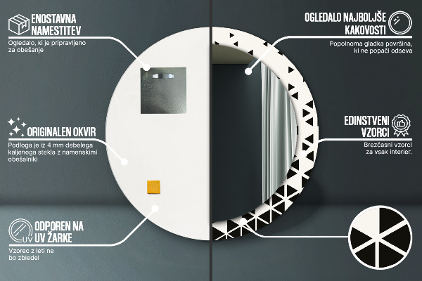 Round printed mirror Abstract geometric