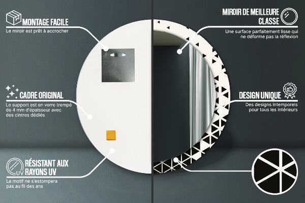 Round printed mirror Abstract geometric