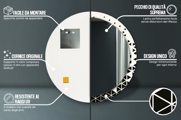 Round printed mirror Abstract geometric