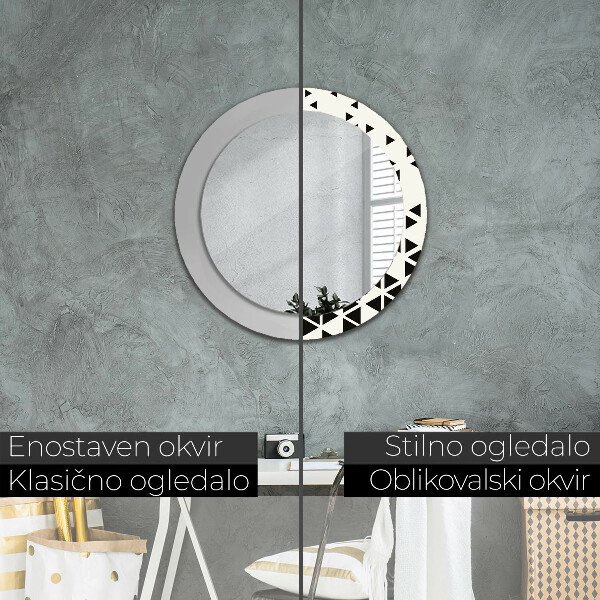 Round printed mirror Abstract geometric