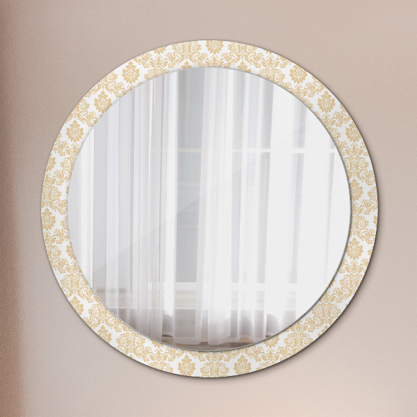 Round printed mirror Baroque damask