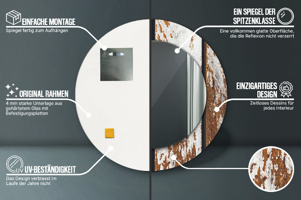 Round wall mirror design Vintage dark wood