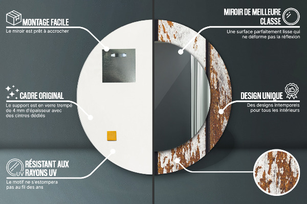 Round wall mirror design Vintage dark wood