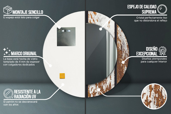 Round wall mirror design Vintage dark wood