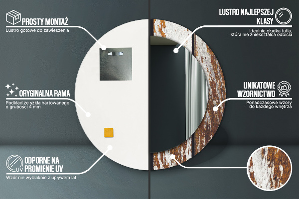 Round wall mirror design Vintage dark wood