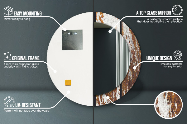 Round wall mirror design Vintage dark wood