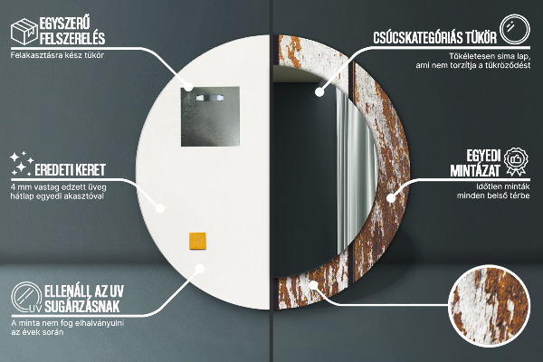 Round wall mirror design Vintage dark wood